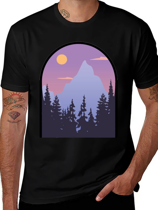 Mountain Vista Graphic Tee - Black Cotton Blend