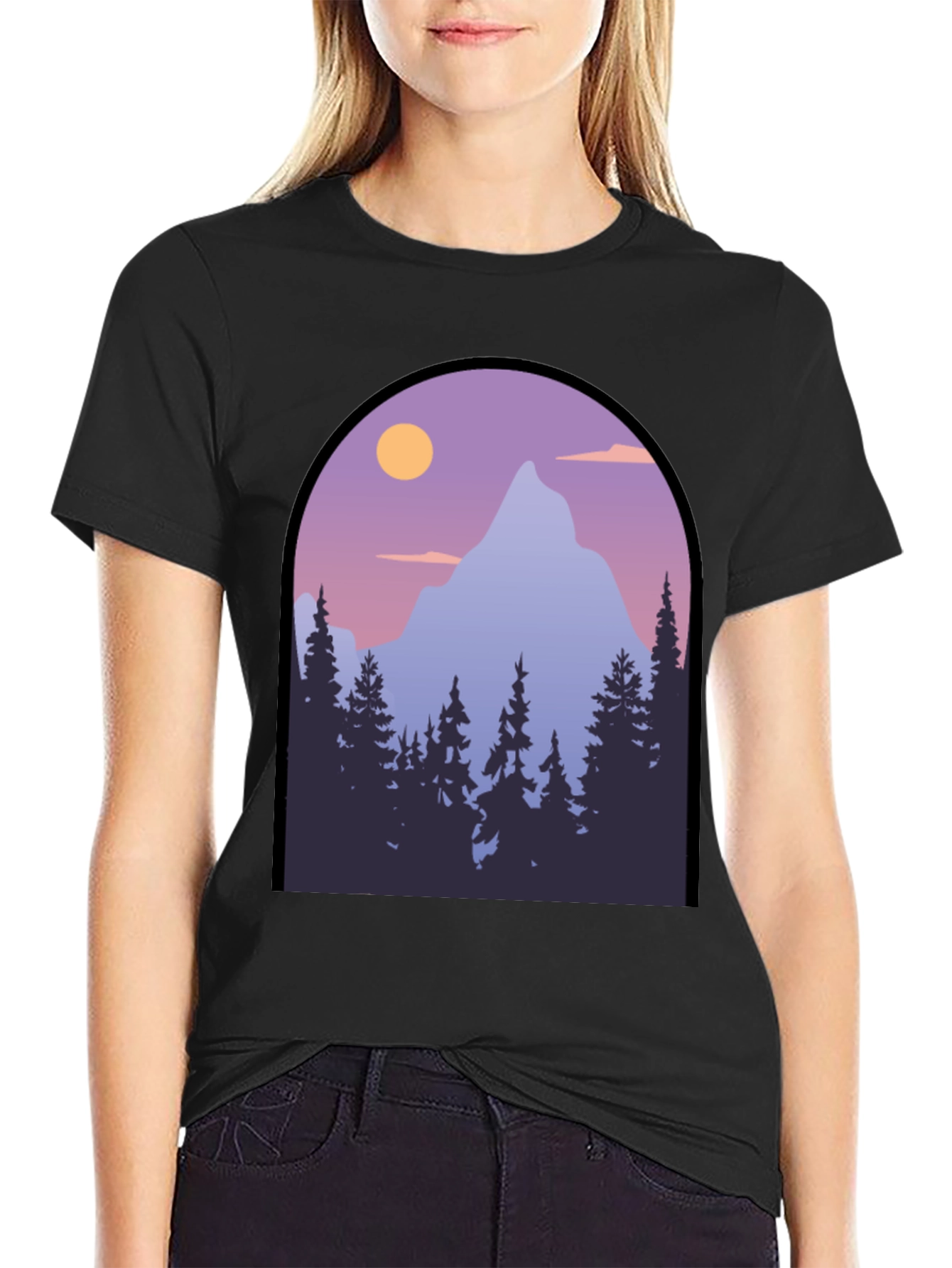 Mountain Vista Graphic Tee - Black Cotton Blend