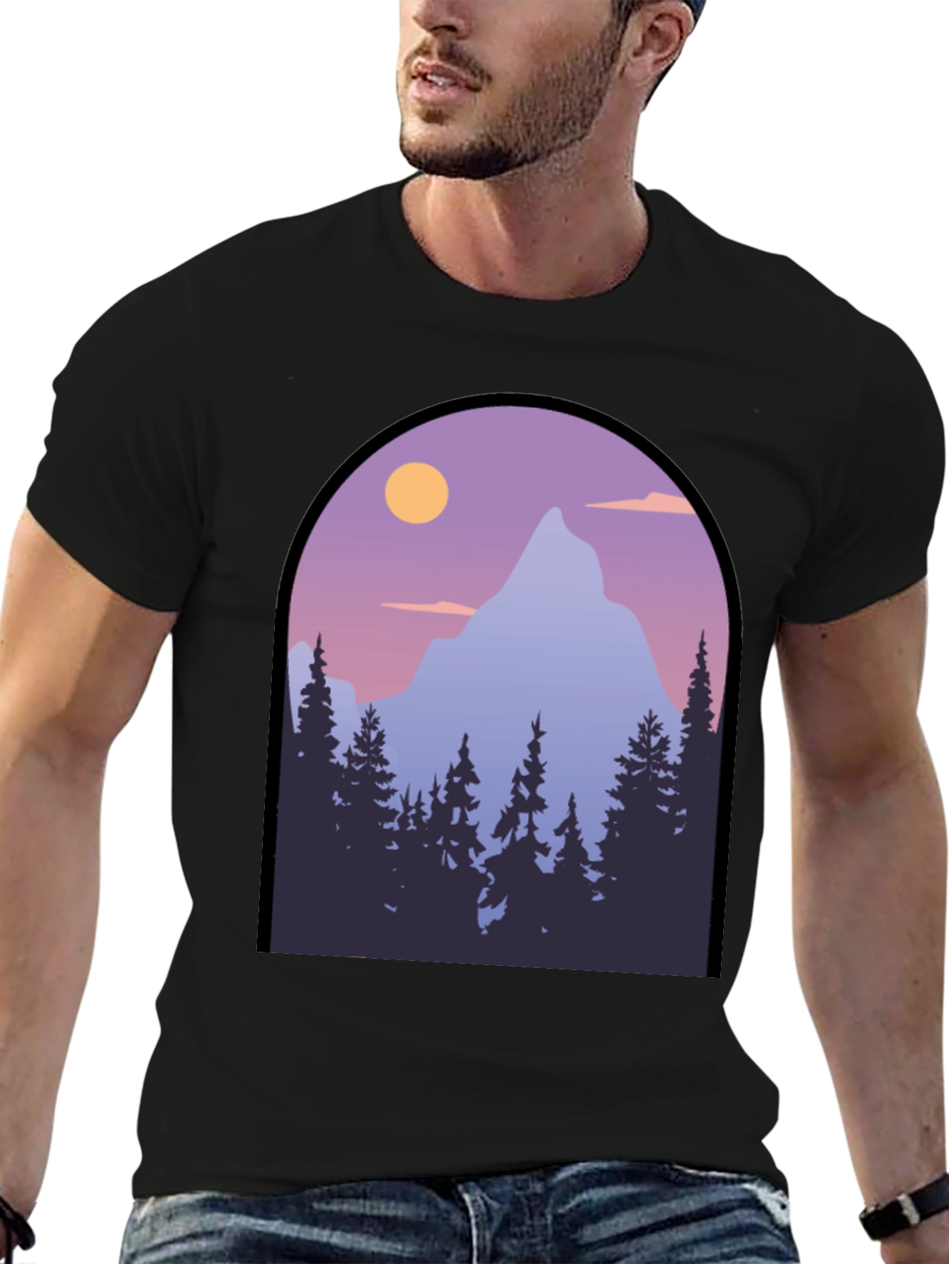 Mountain Vista Graphic Tee - Black Cotton Blend