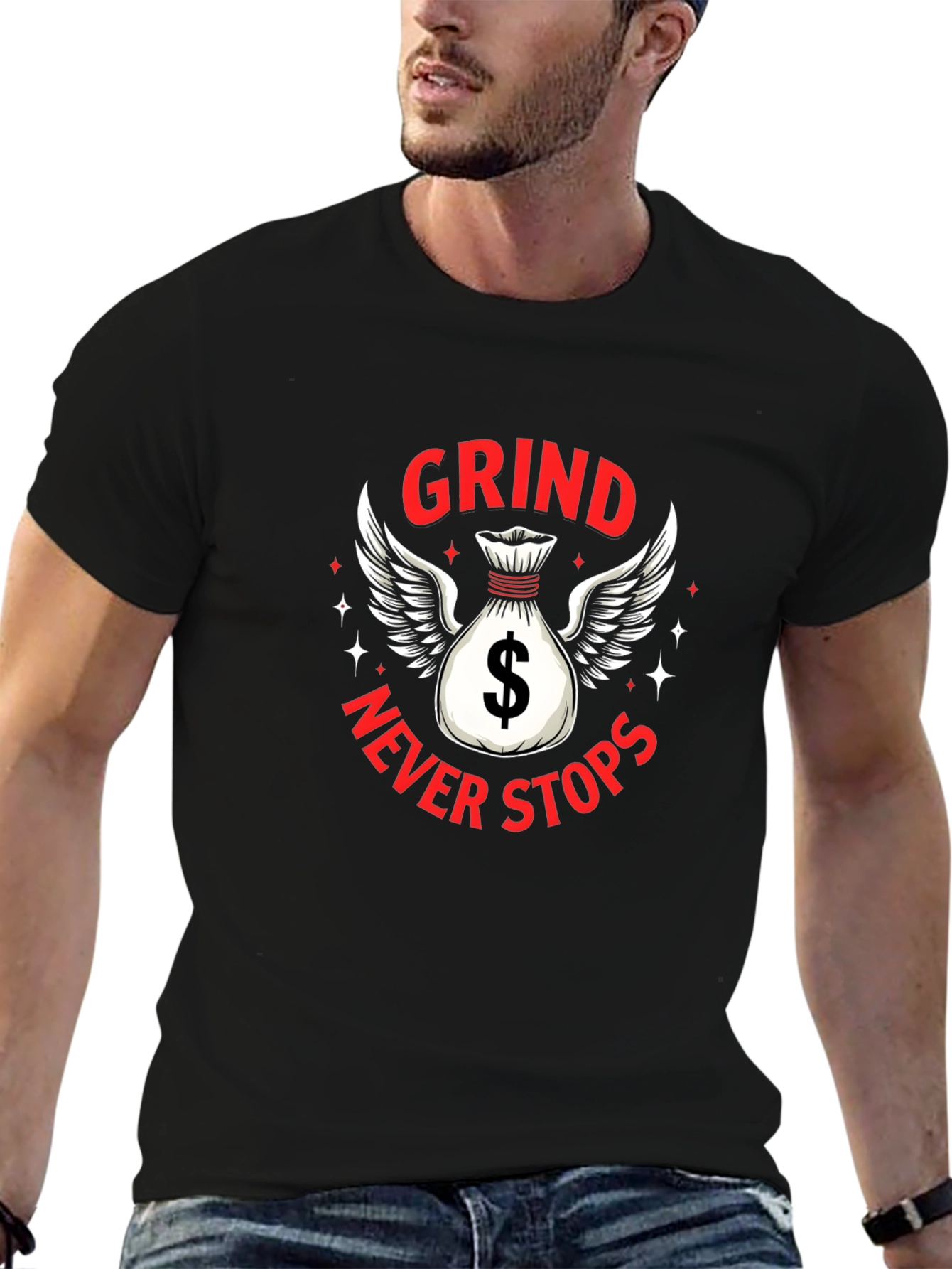 Grind Never Stops Black Graphic T-Shirt