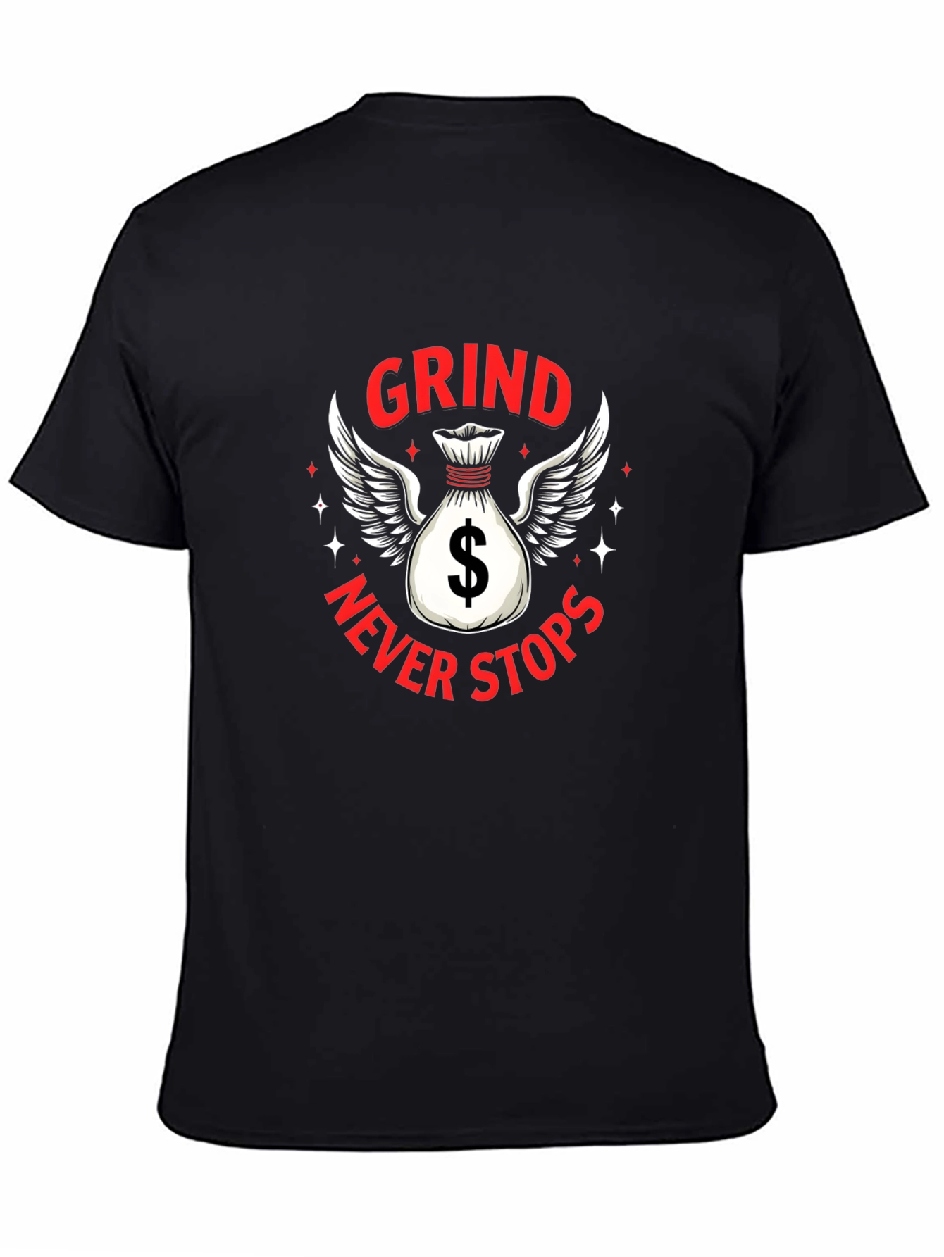 Grind Never Stops Black Graphic T-Shirt