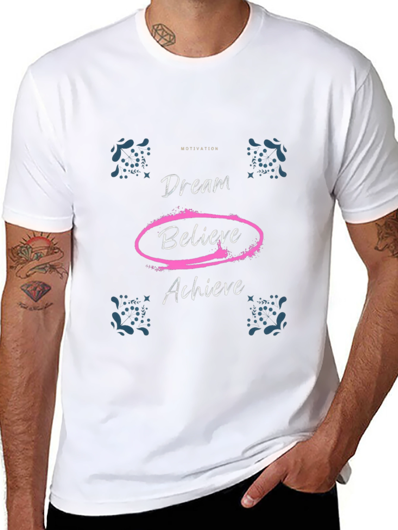 Motivational Dream Believe Achieve Black T-Shirt