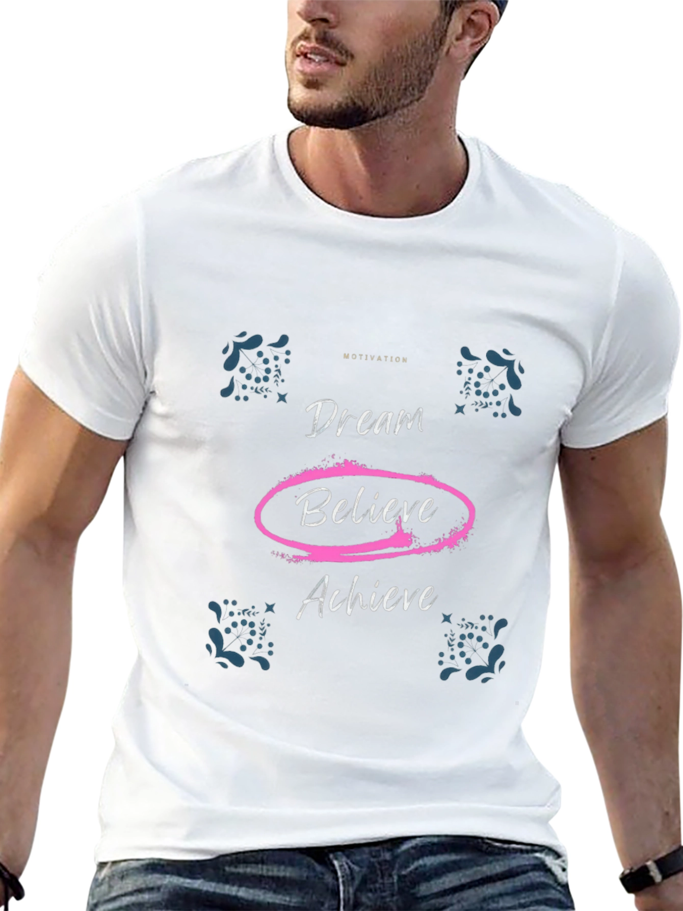 Motivational Dream Believe Achieve Black T-Shirt