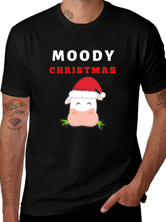 Moody Christmas Cow T-Shirt - Holiday Humor Tee