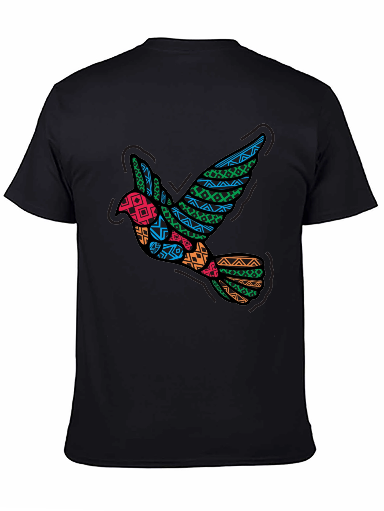 Tribal Dove Graphic Black T-Shirt