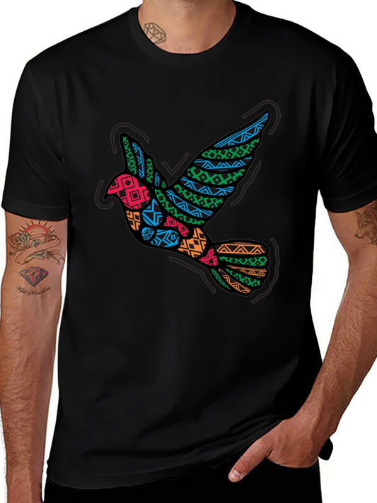 Tribal Dove Graphic Black T-Shirt