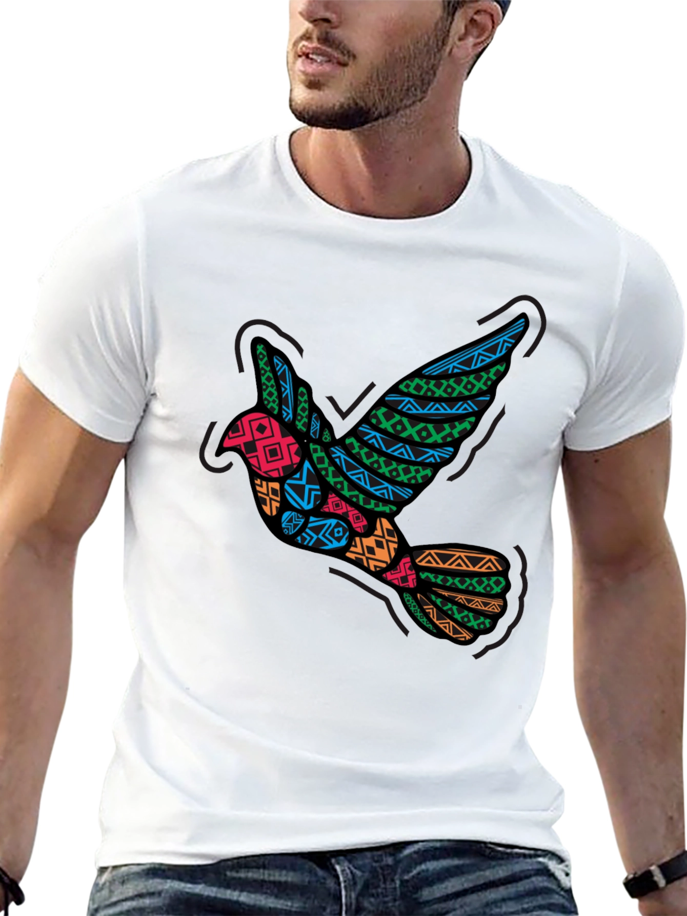 Tribal Dove Graphic Black T-Shirt