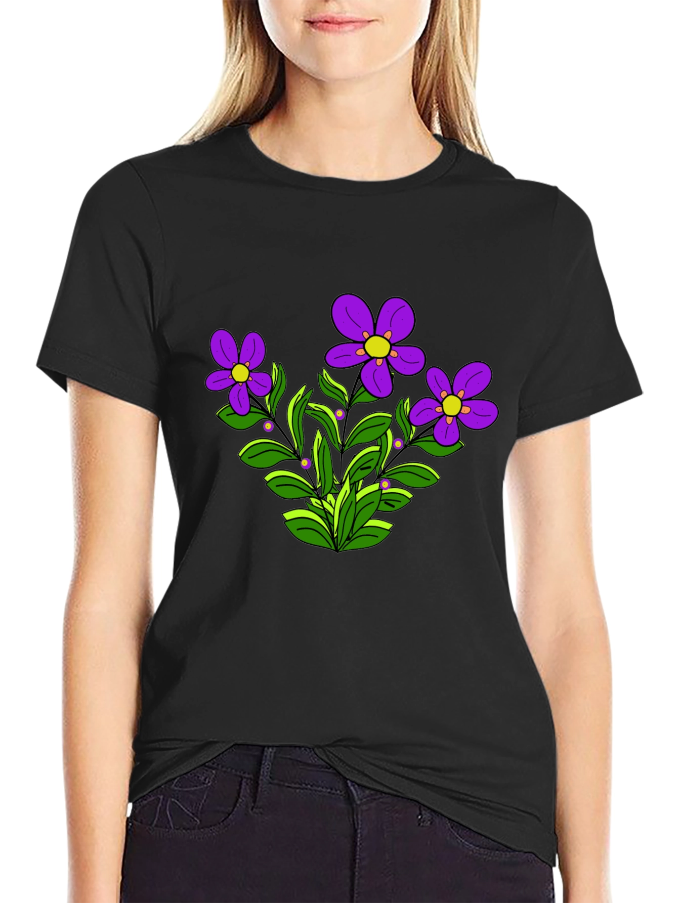 Floral Graphic T-Shirt - Purple Flowers