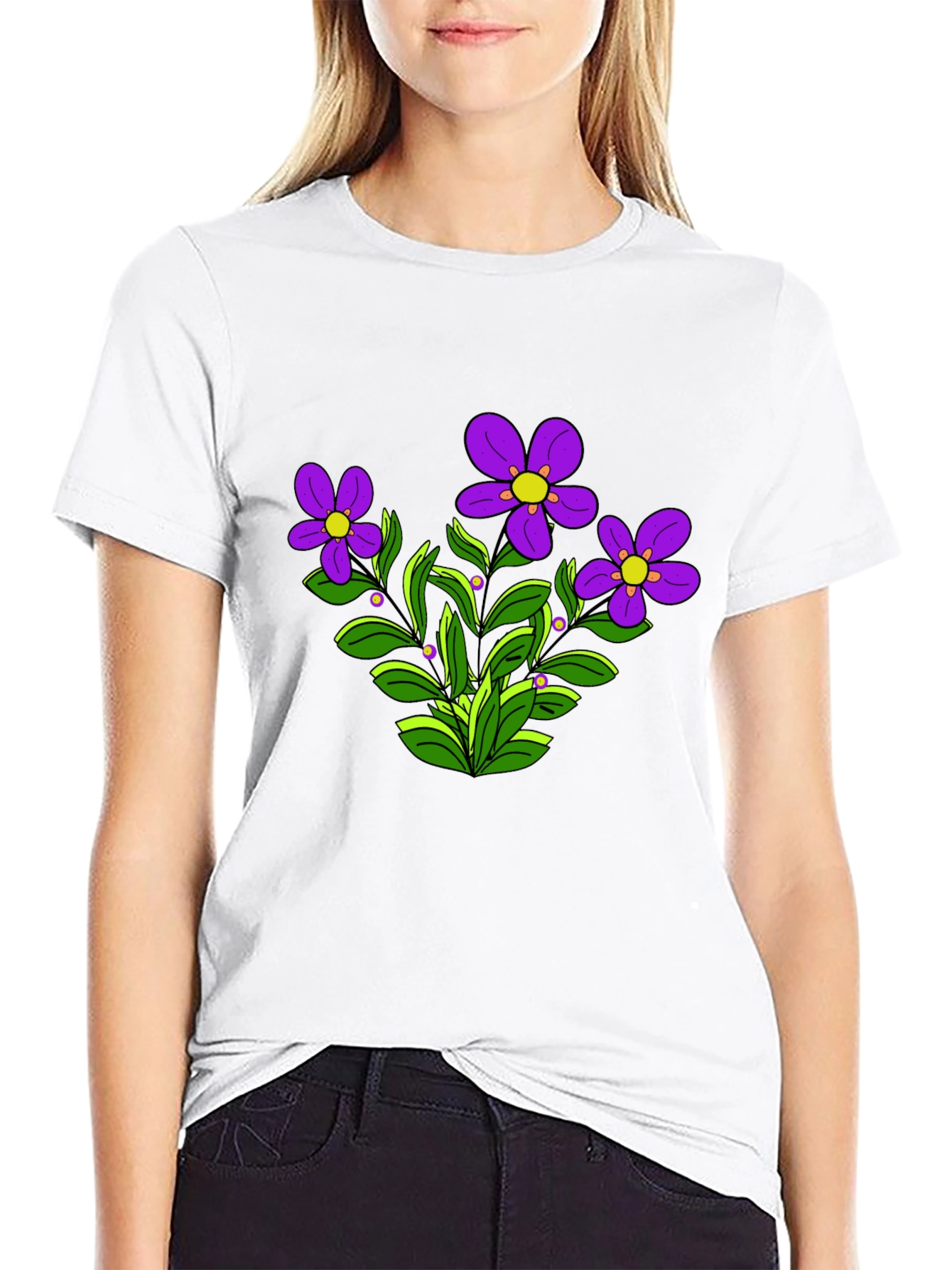 Floral Graphic T-Shirt - Purple Flowers