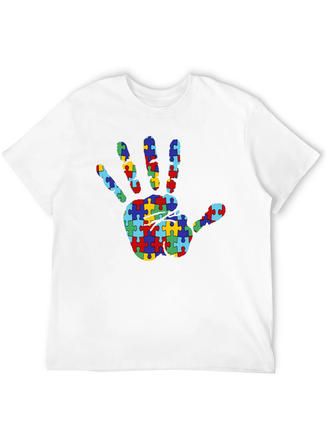 Autism Awareness Puzzle Hand T-Shirt - Black