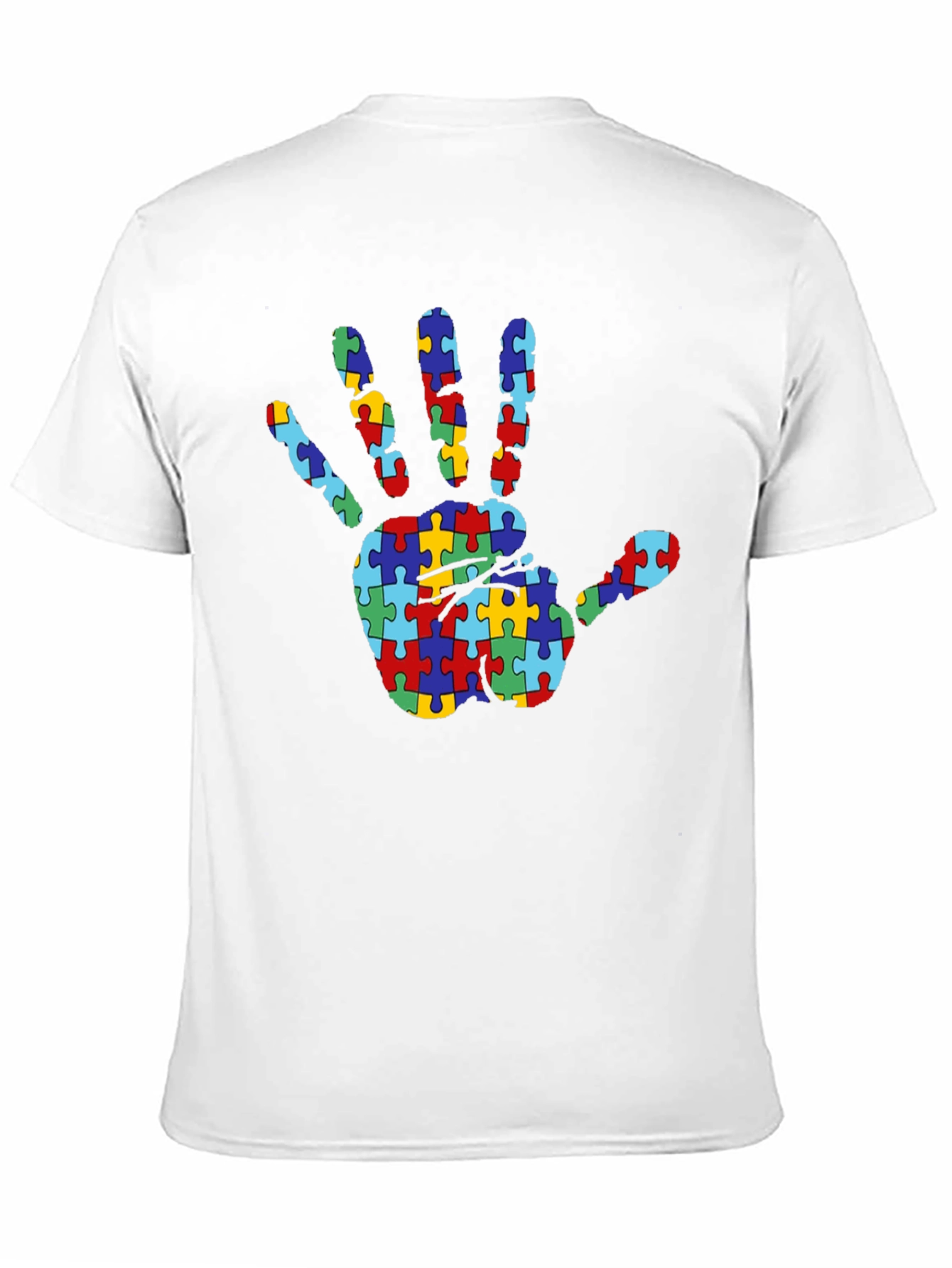 Autism Awareness Puzzle Hand T-Shirt - Black
