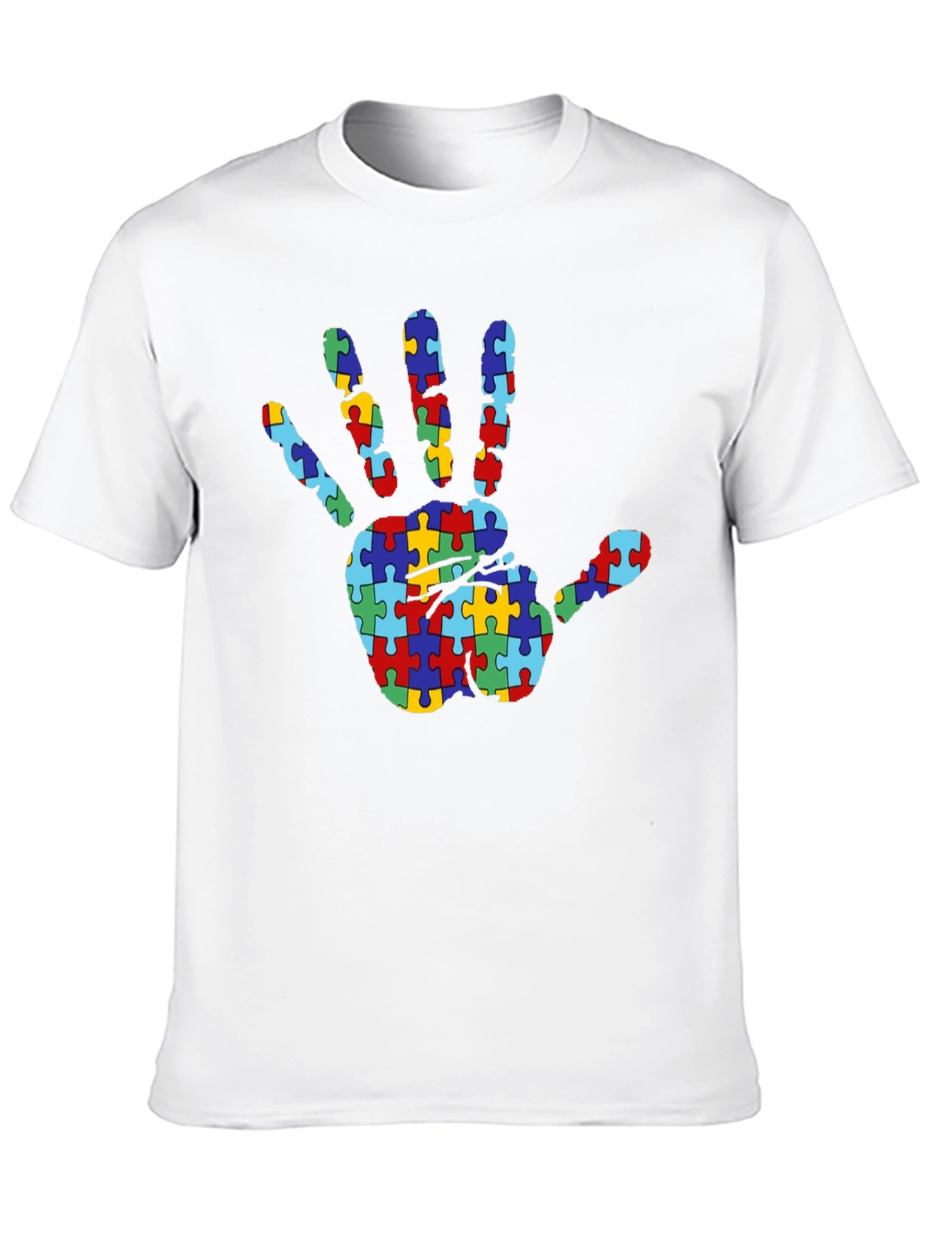 Autism Awareness Puzzle Hand T-Shirt - Black