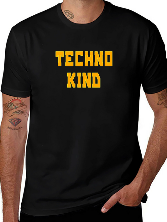 Techno Kind Graphic Tee - Bold Text Casual Style