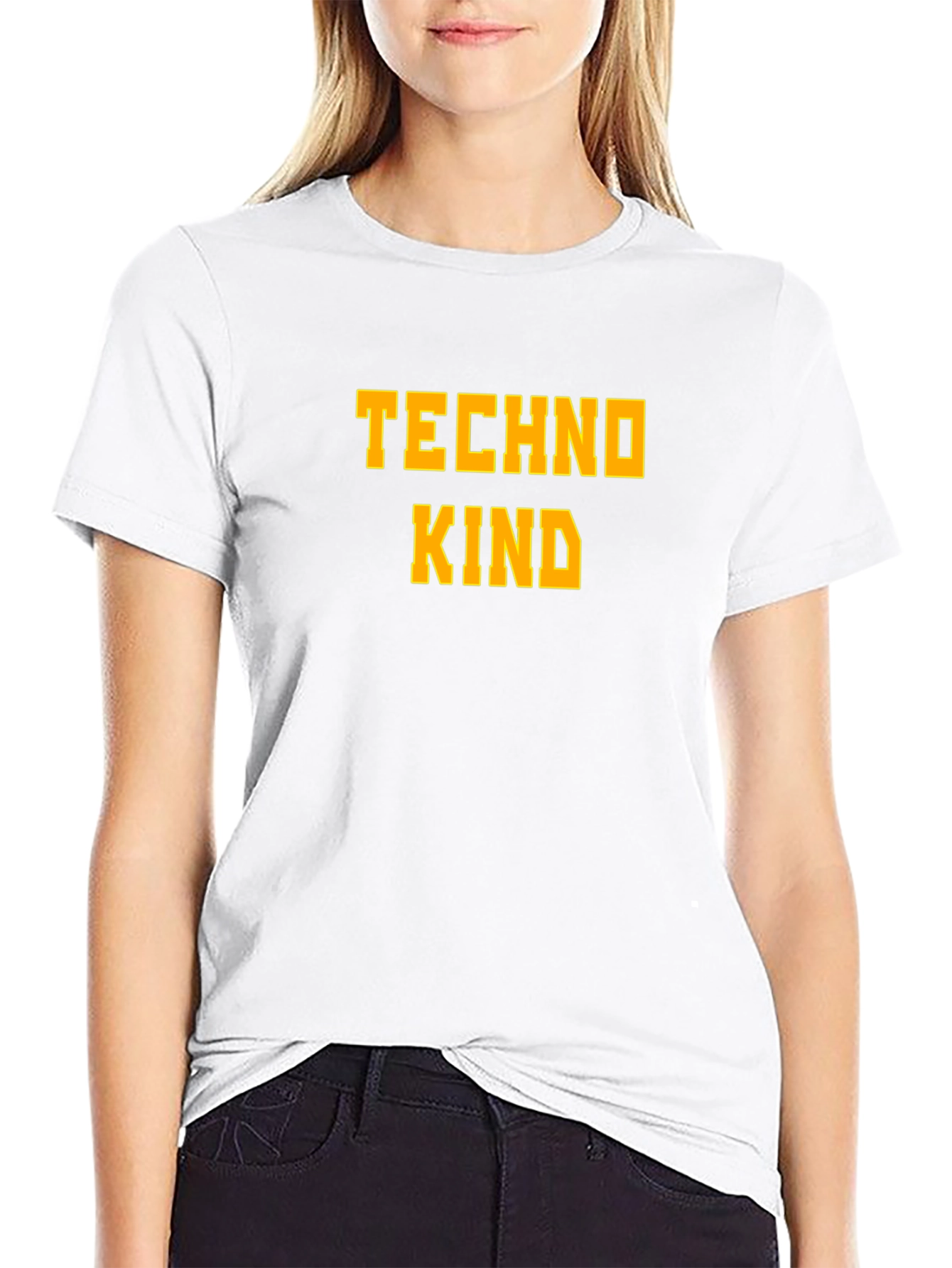 Techno Kind Graphic Tee - Bold Text Casual Style