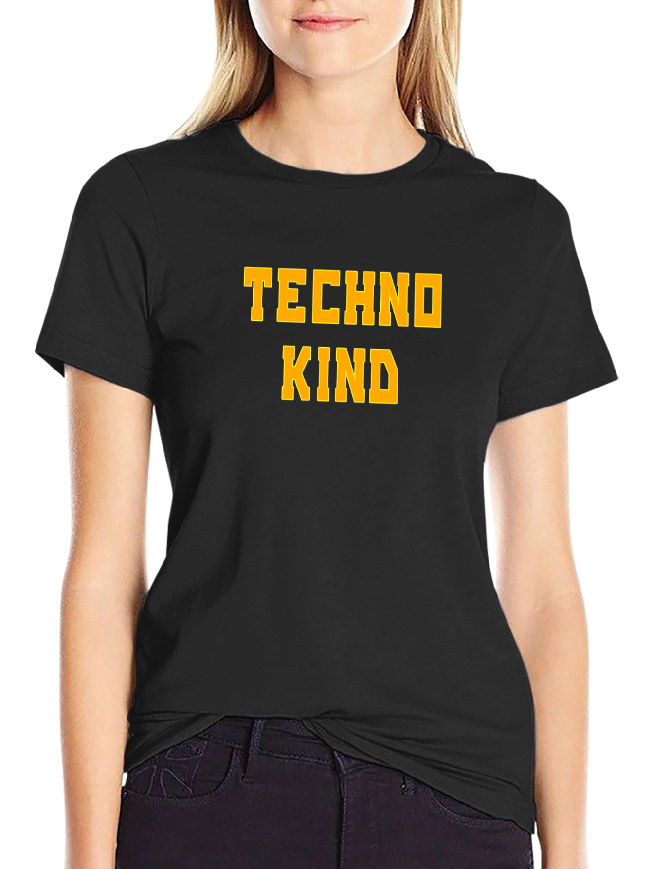 Techno Kind Graphic Tee - Bold Text Casual Style
