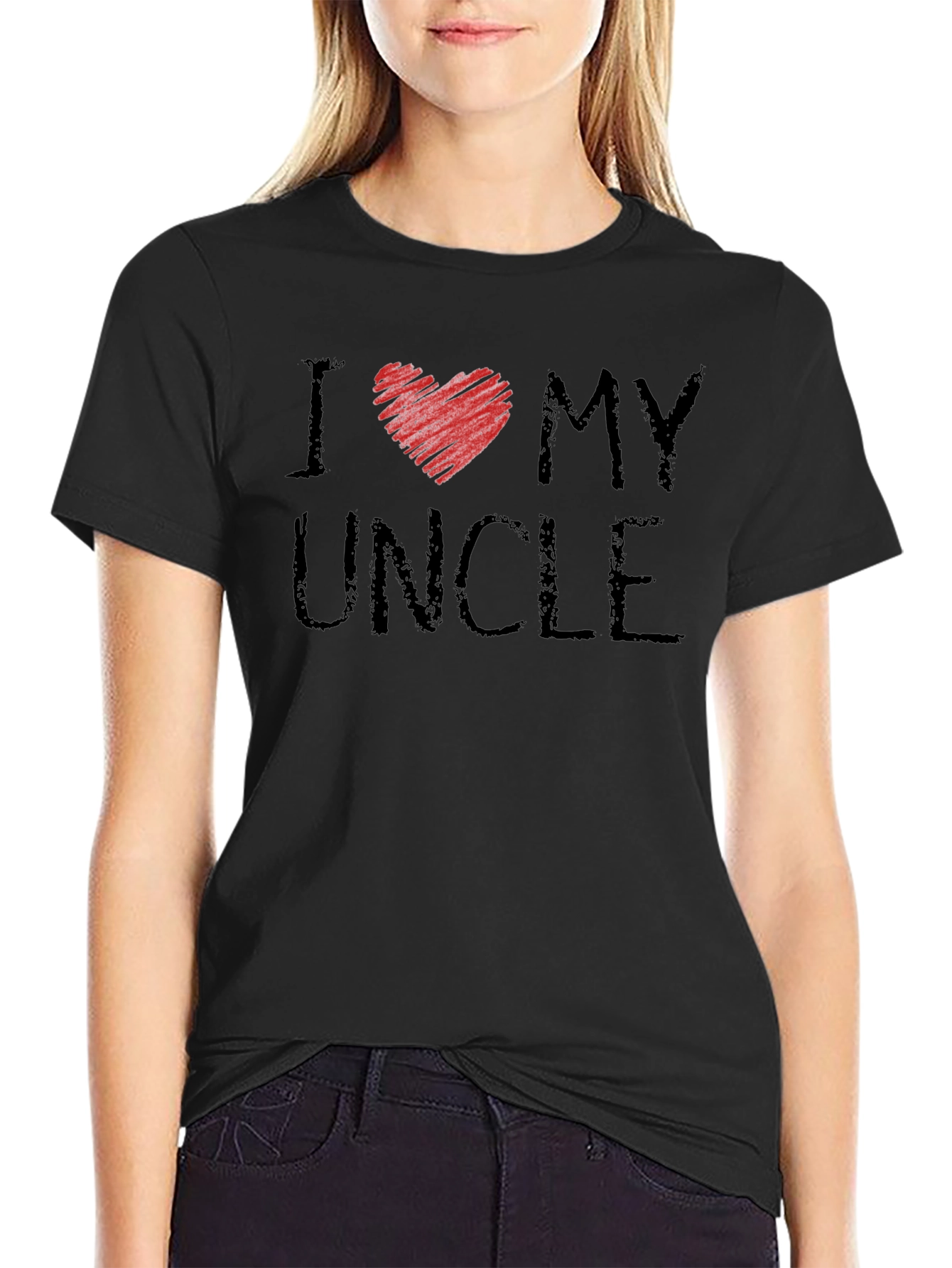 I Heart My Uncle Black Graphic Tee