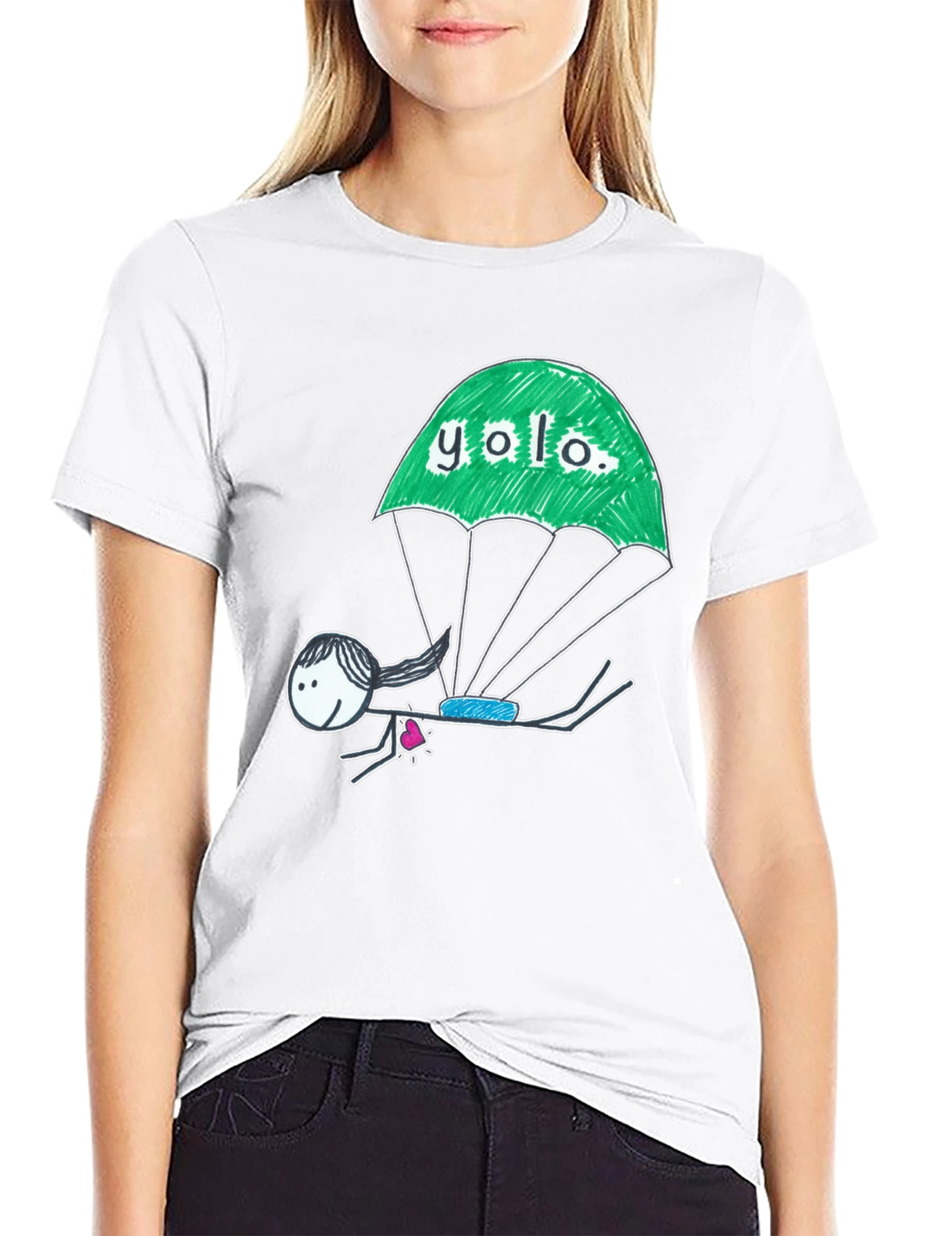 YOLO Parachute Graphic T-Shirt - Black Cotton Tee