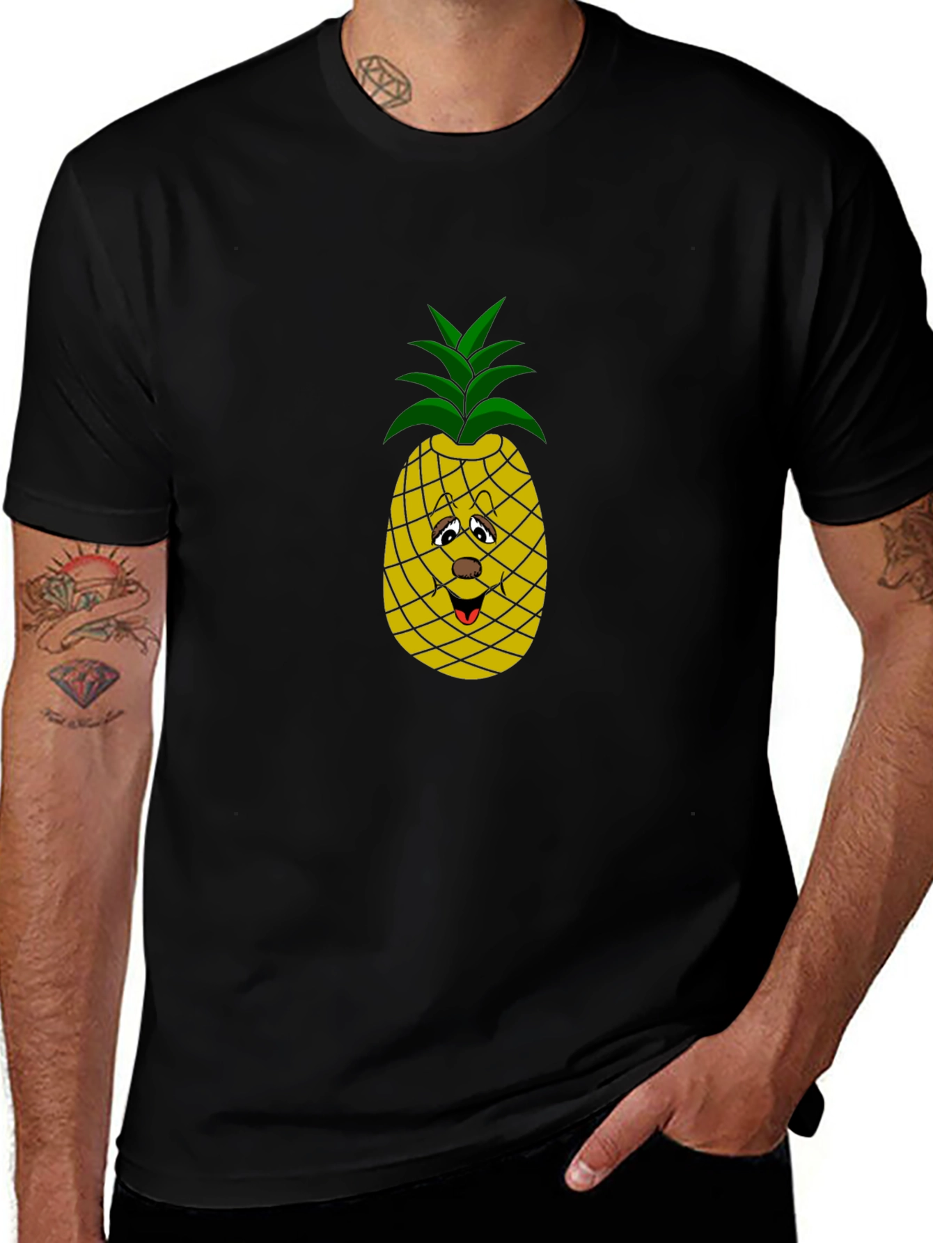 Pineapple Graphic Black T-Shirt