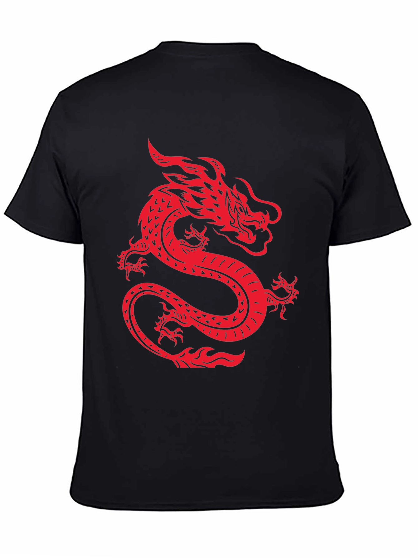 Red Dragon Graphic Print Black T-Shirt