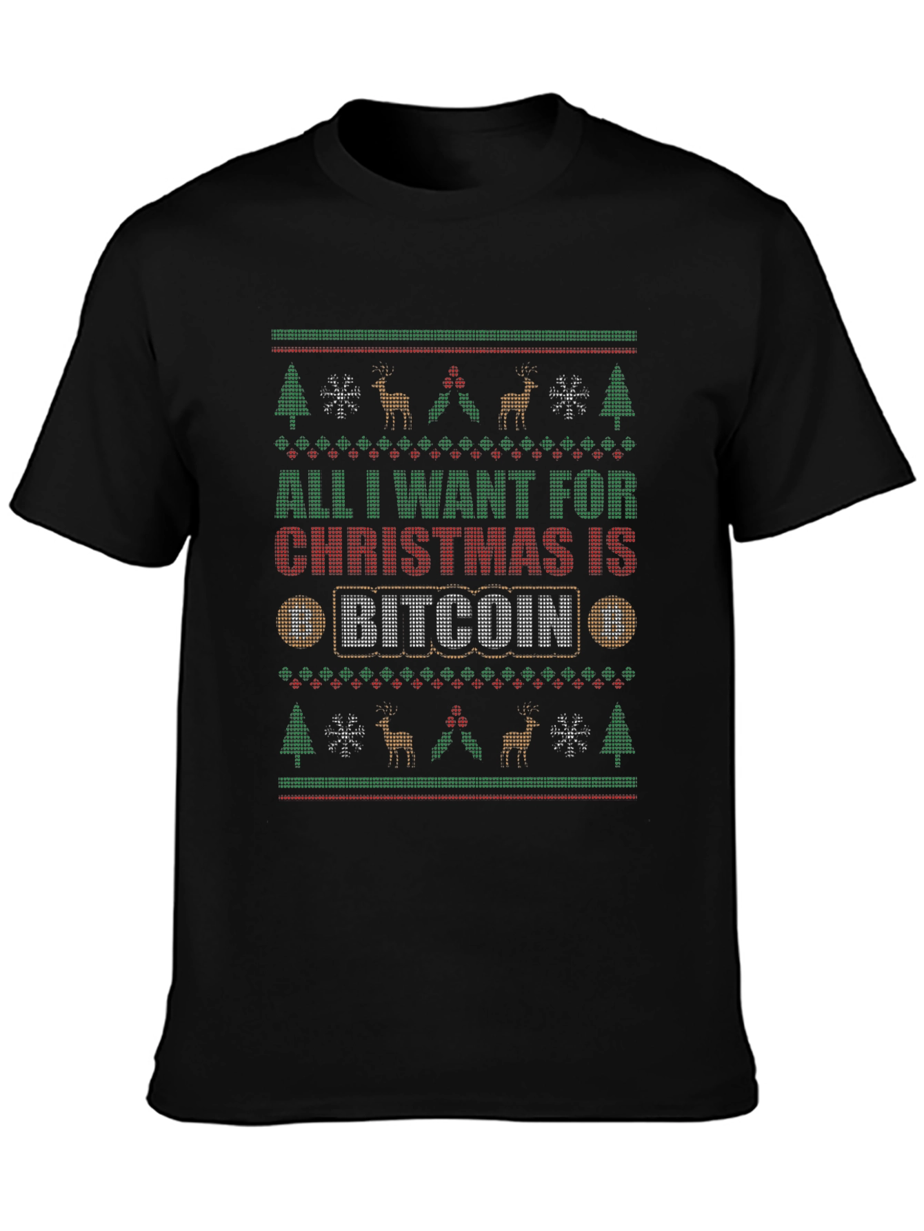 Bitcoin Christmas T-Shirt - Ugly Sweater Style