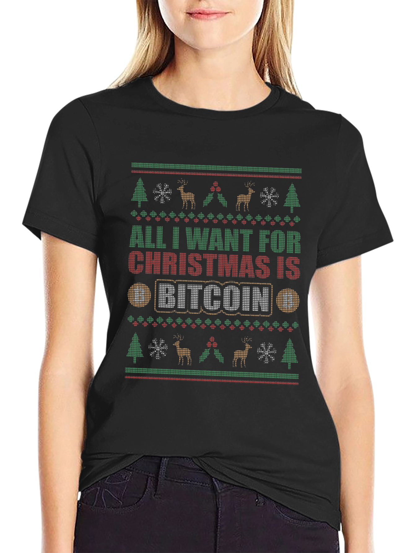 Bitcoin Christmas T-Shirt - Ugly Sweater Style