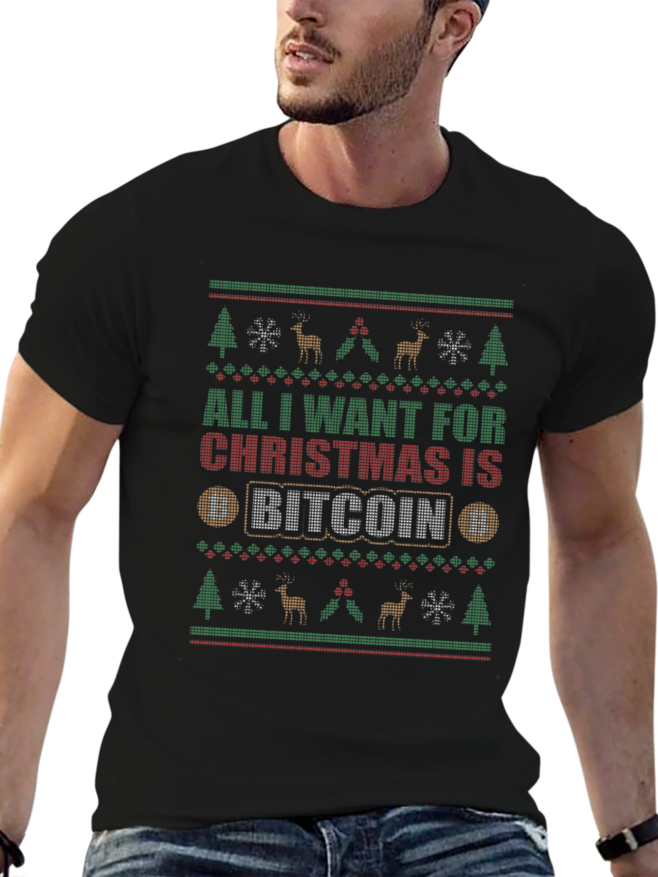 Bitcoin Christmas T-Shirt - Ugly Sweater Style