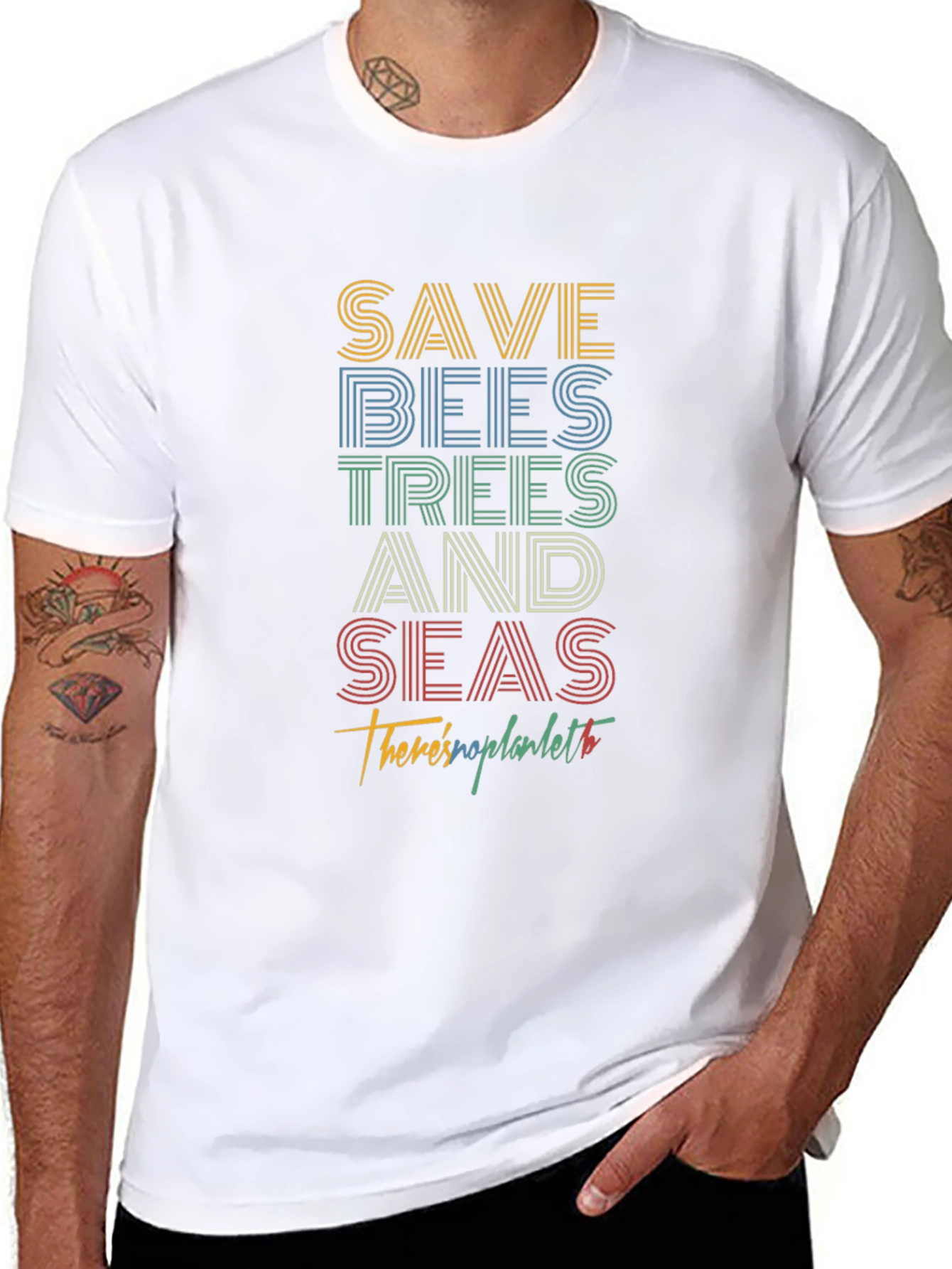 Save Bees Trees Seas T-Shirt - Black