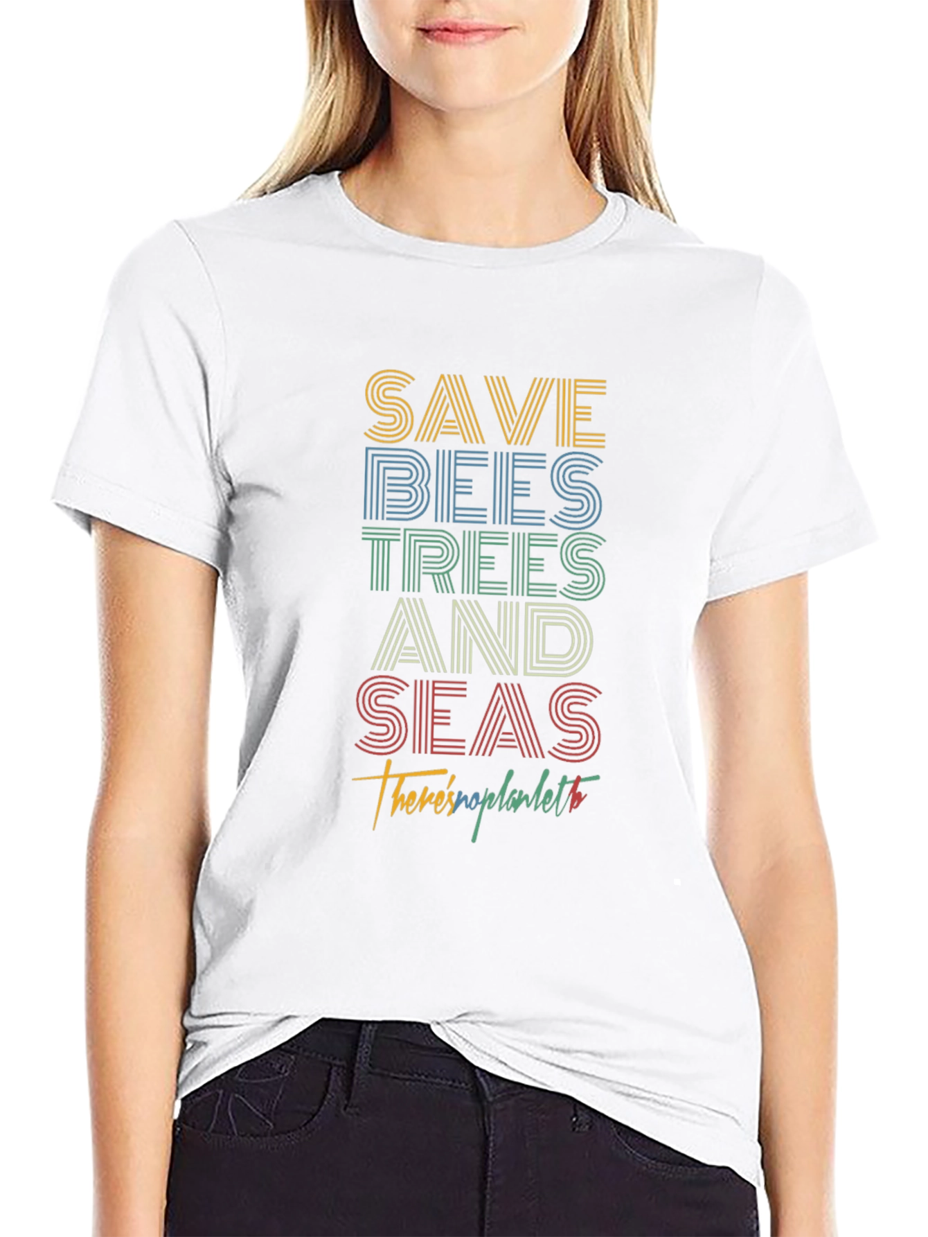Save Bees Trees Seas T-Shirt - Black
