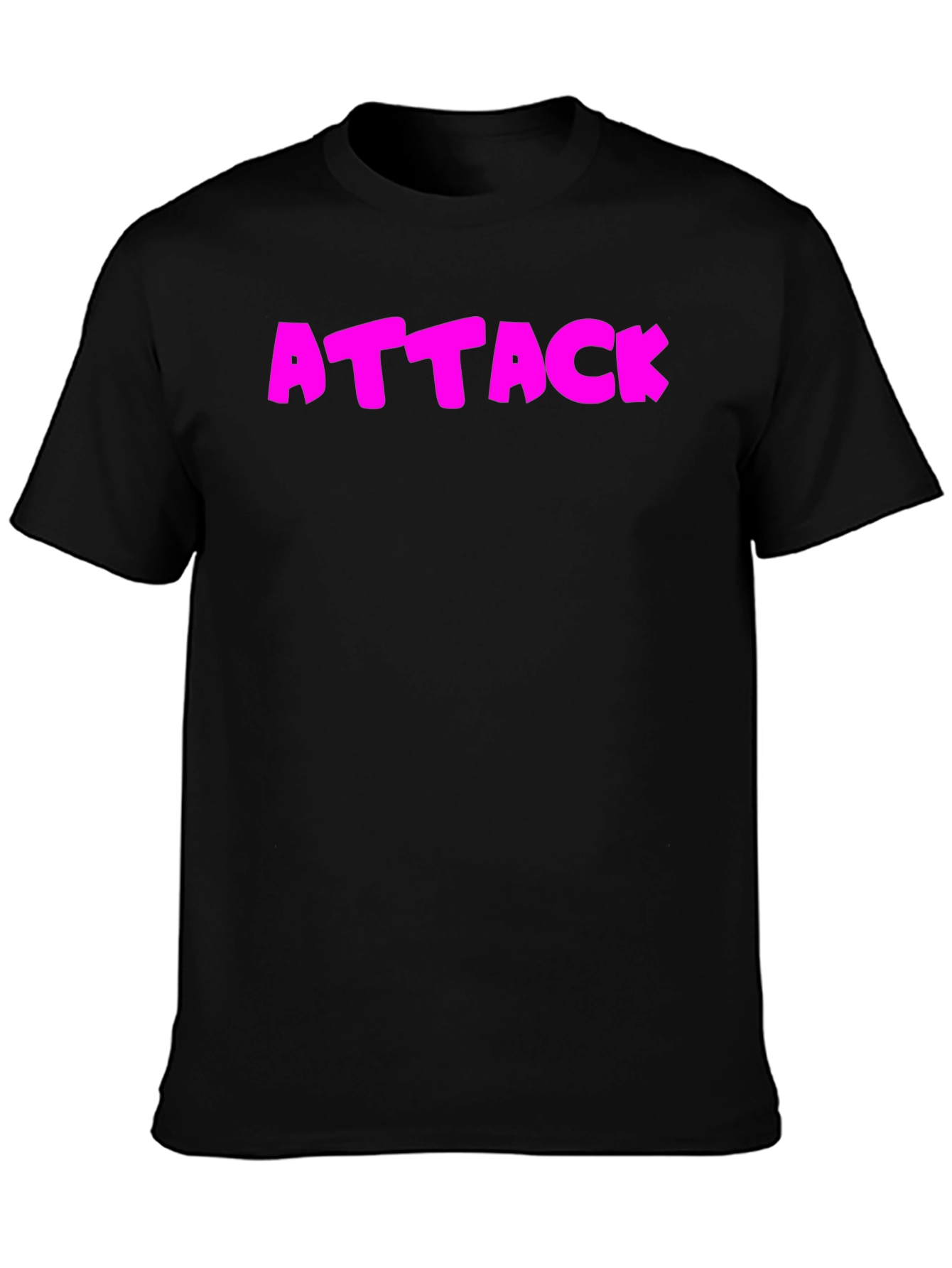 Attack Pink Text Graphic Black T-Shirt