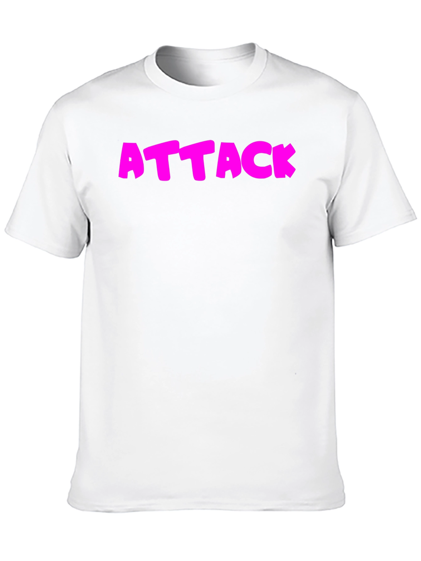 Attack Pink Text Graphic Black T-Shirt