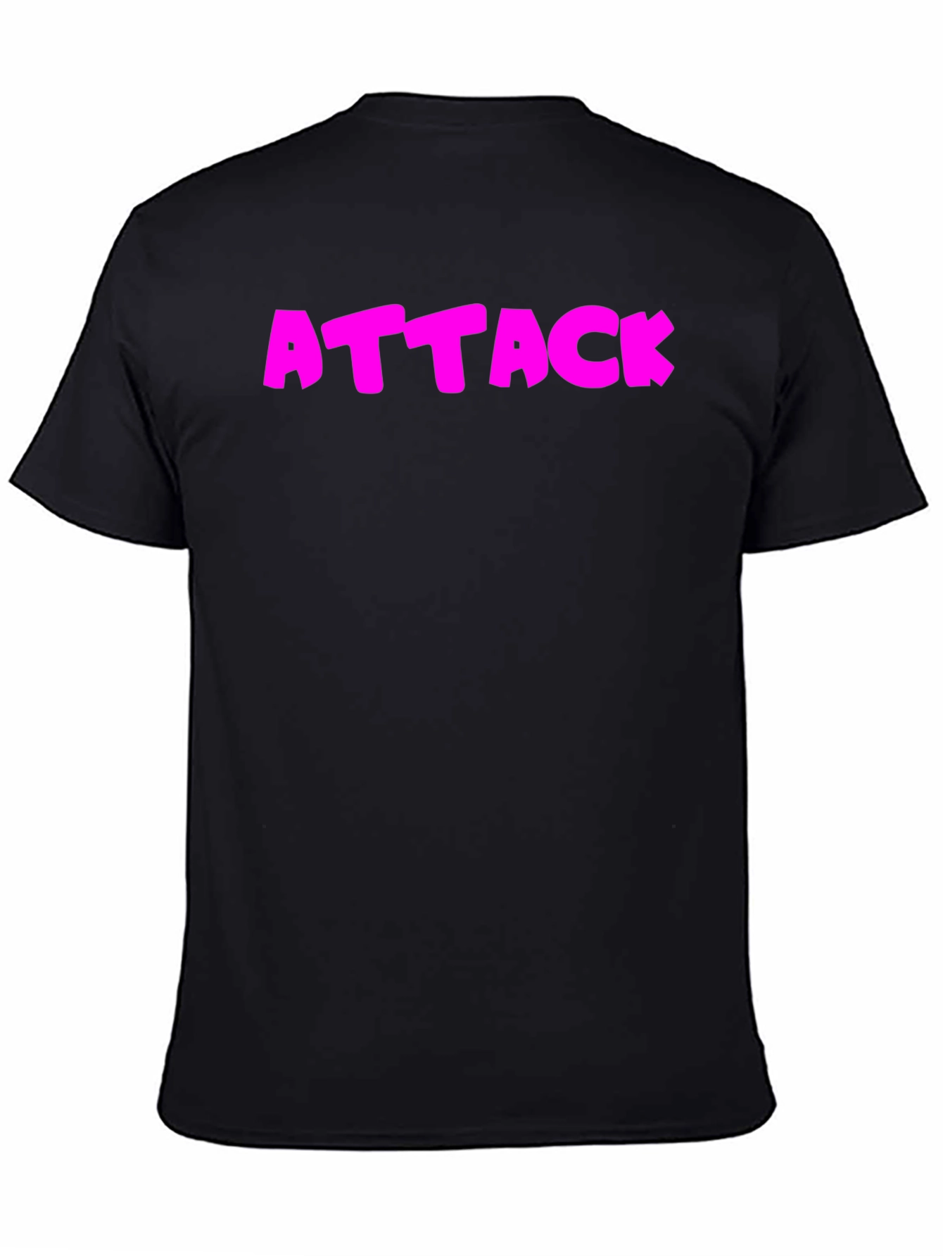 Attack Pink Text Graphic Black T-Shirt