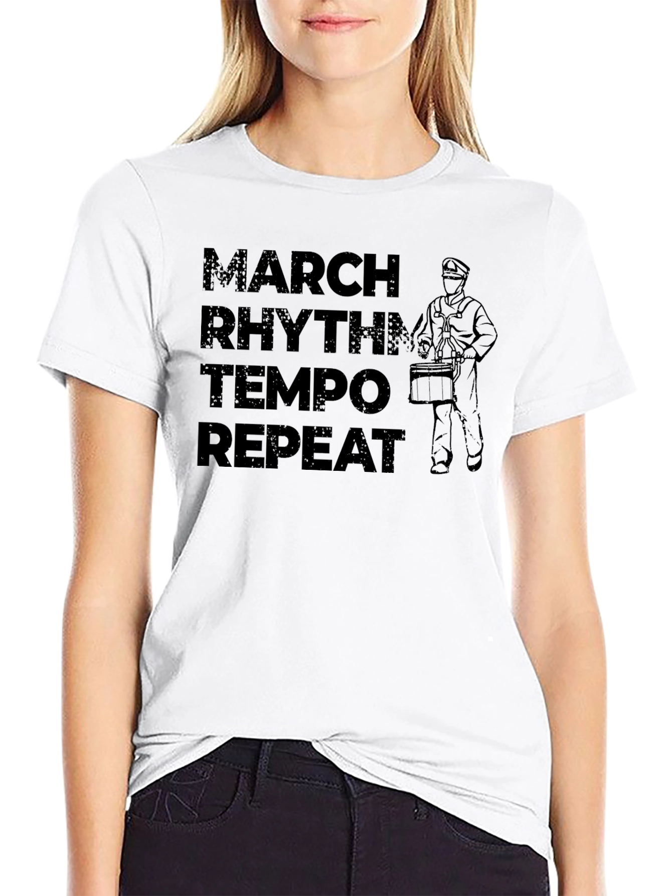 March Rhythm Tempo Repeat Black T-Shirt
