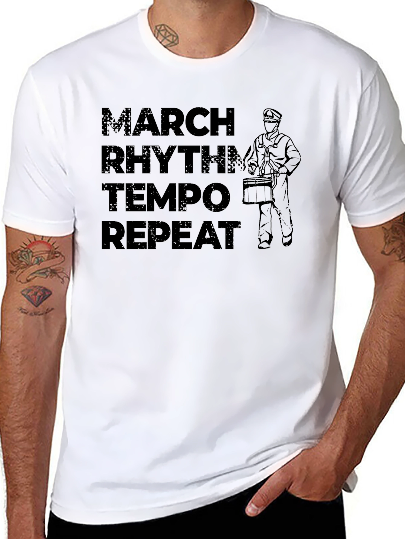 March Rhythm Tempo Repeat Black T-Shirt