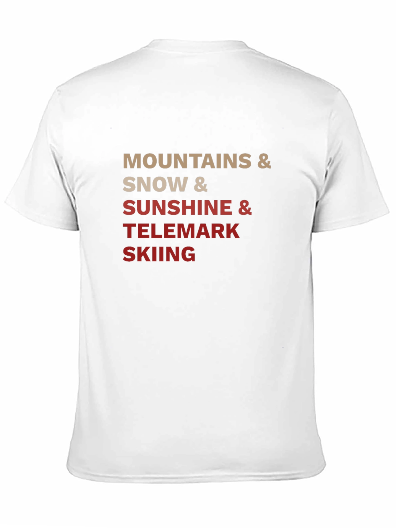 Mountains Snow Sunshine Telemark Skiing Black T-Shirt