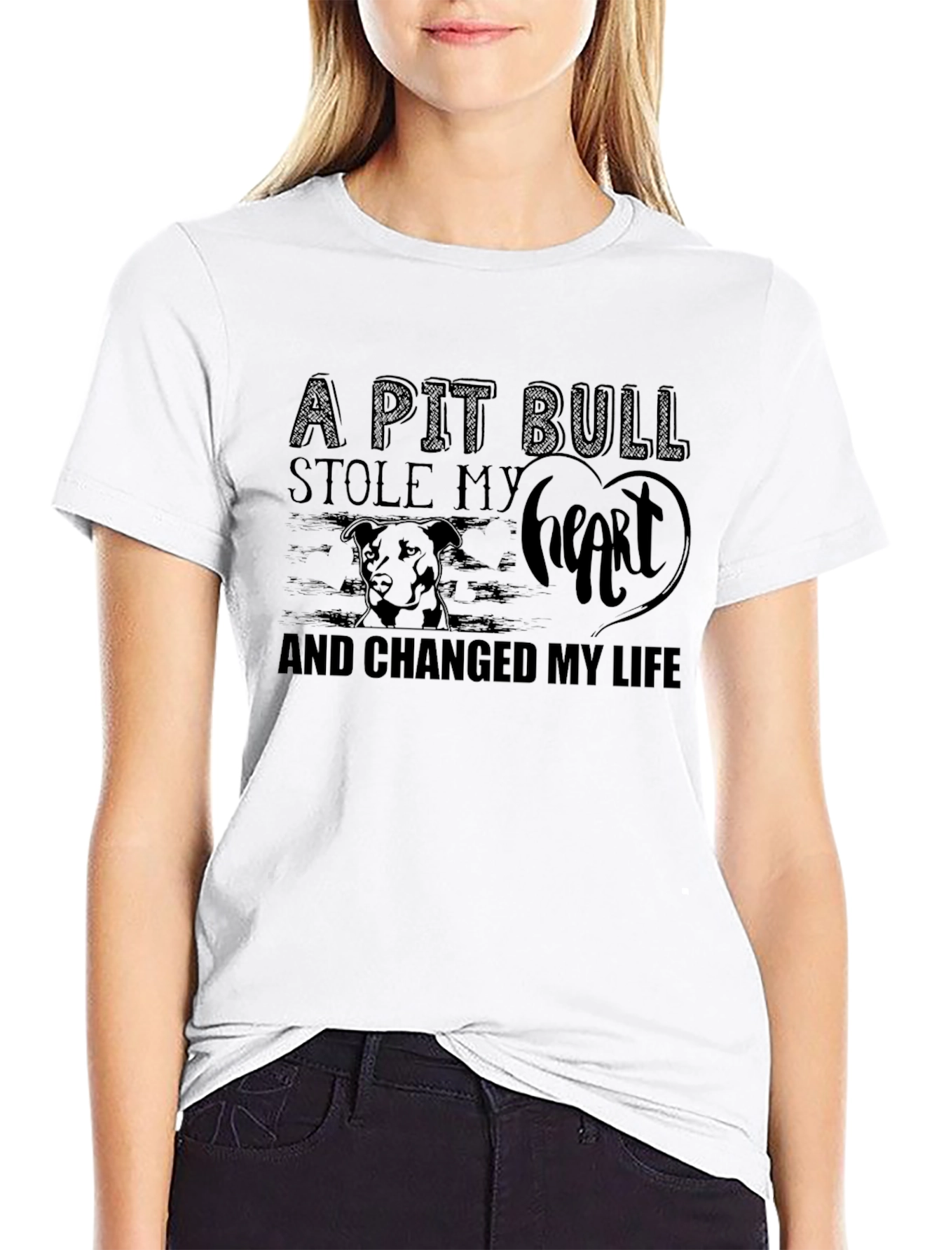 Pit Bull Stole My Heart Graphic T-Shirt