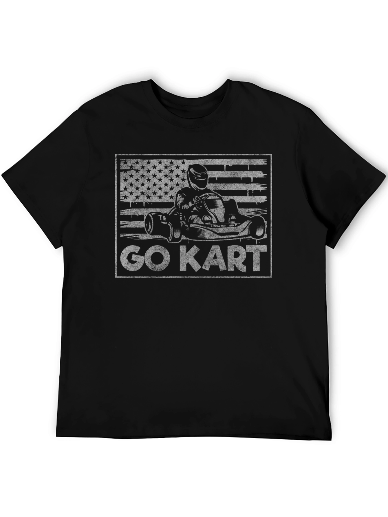 Go Kart American Flag Graphic T-Shirt