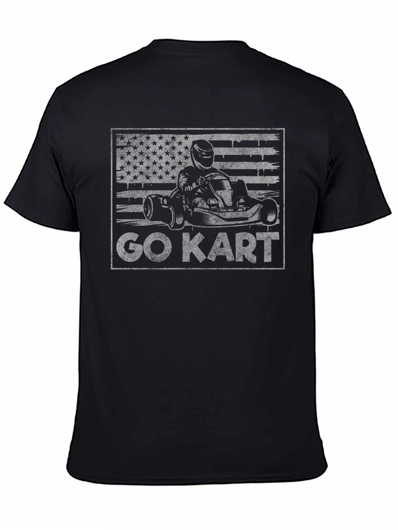 Go Kart American Flag Graphic T-Shirt