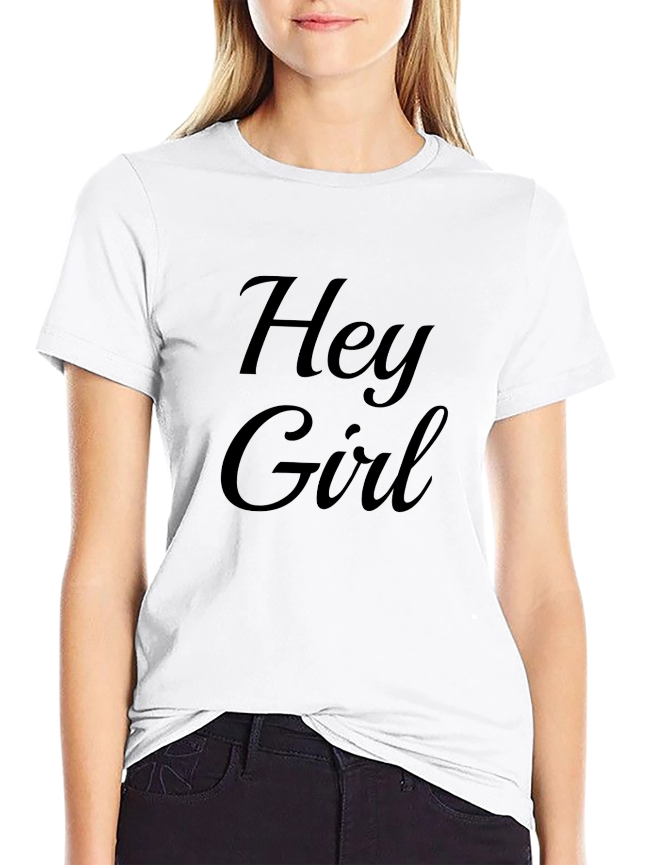 Hey Girl Graphic Print Black T-Shirt