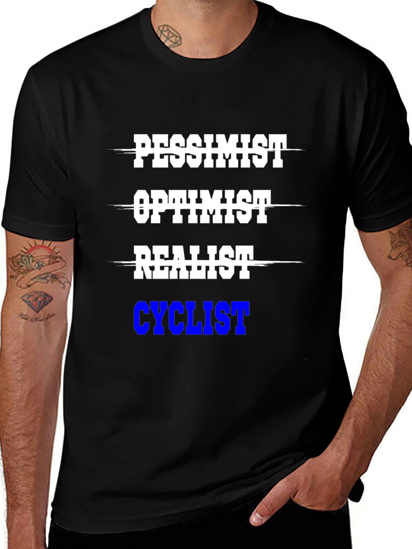 Cyclist T-Shirt - Pessimist Optimist Realist