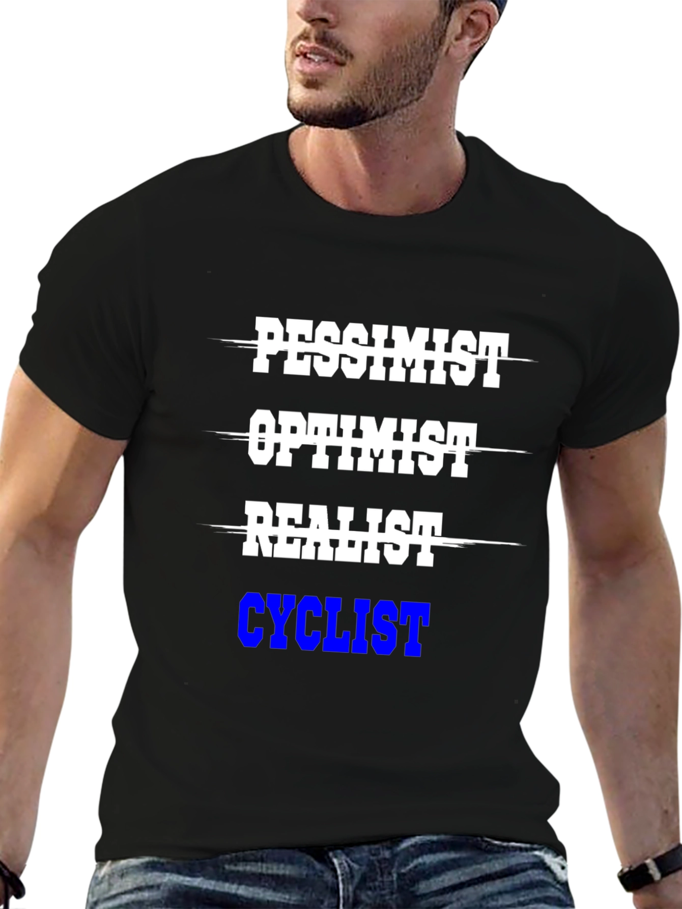 Cyclist T-Shirt - Pessimist Optimist Realist