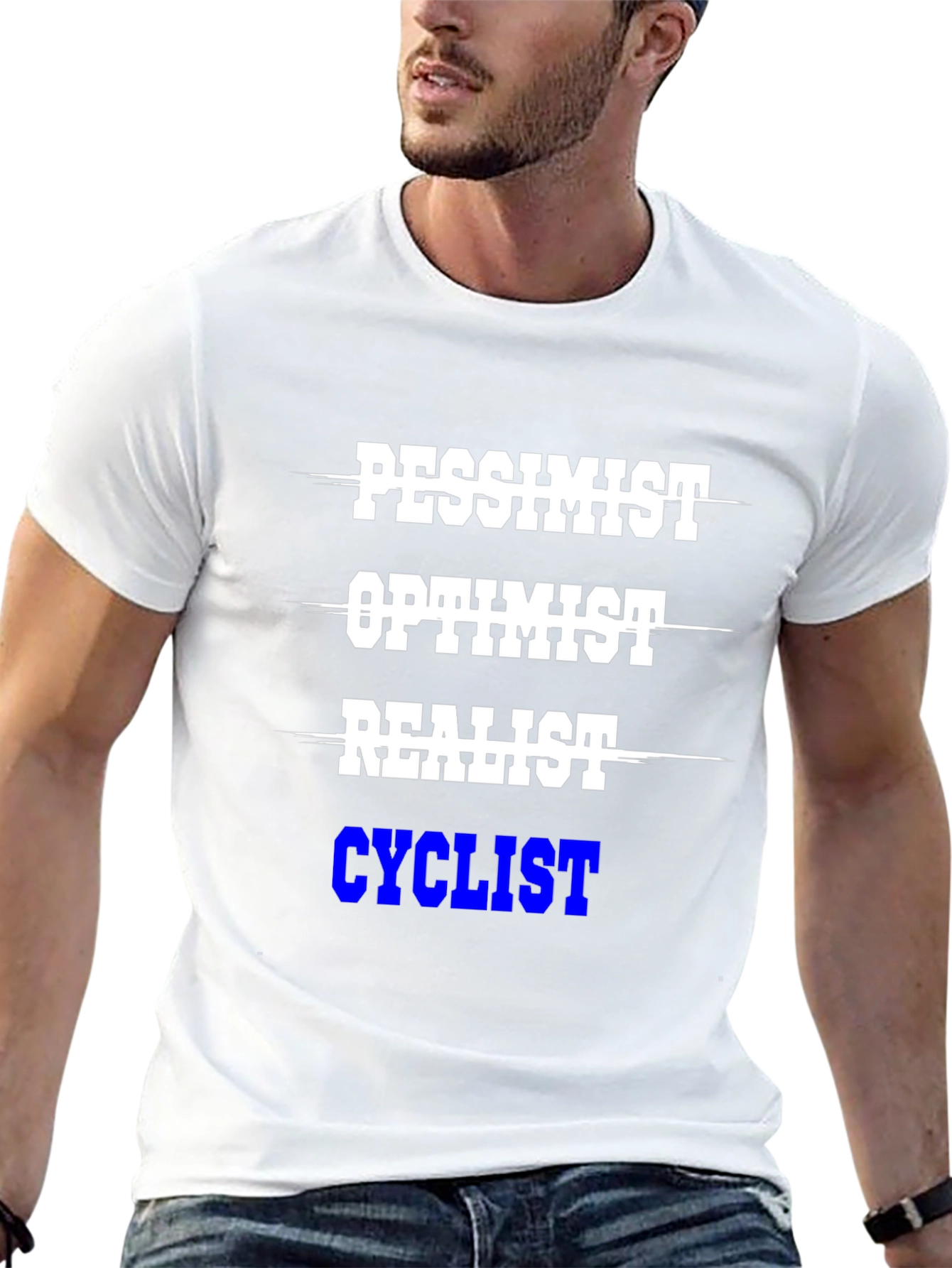 Cyclist T-Shirt - Pessimist Optimist Realist
