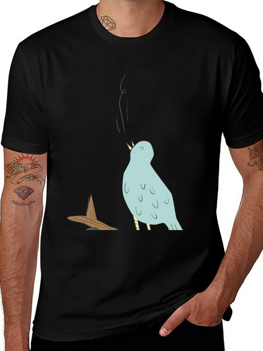 Singing Bird Graphic Tee - Mens Black T-Shirt