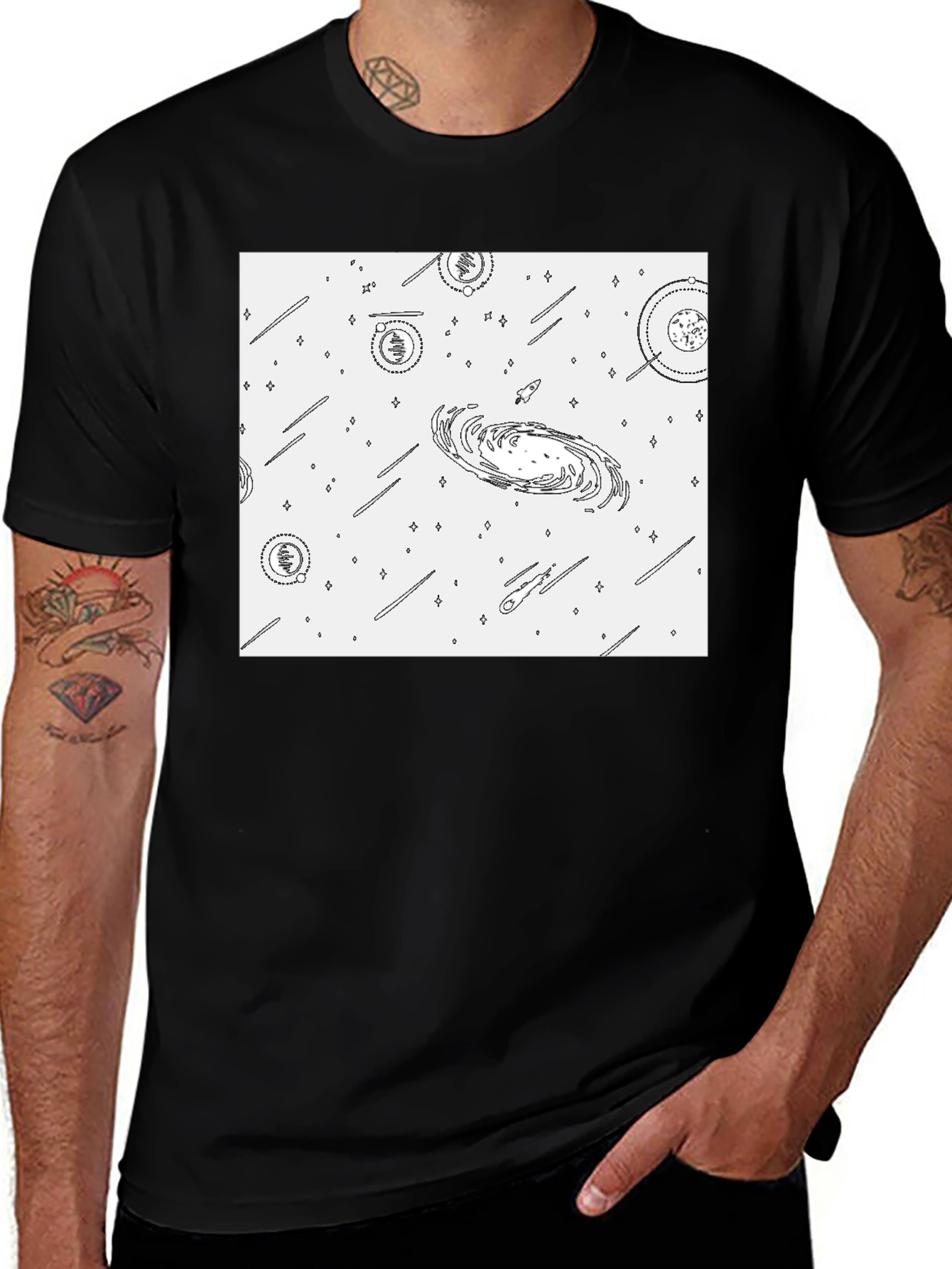 Galaxy Print Black T-Shirt