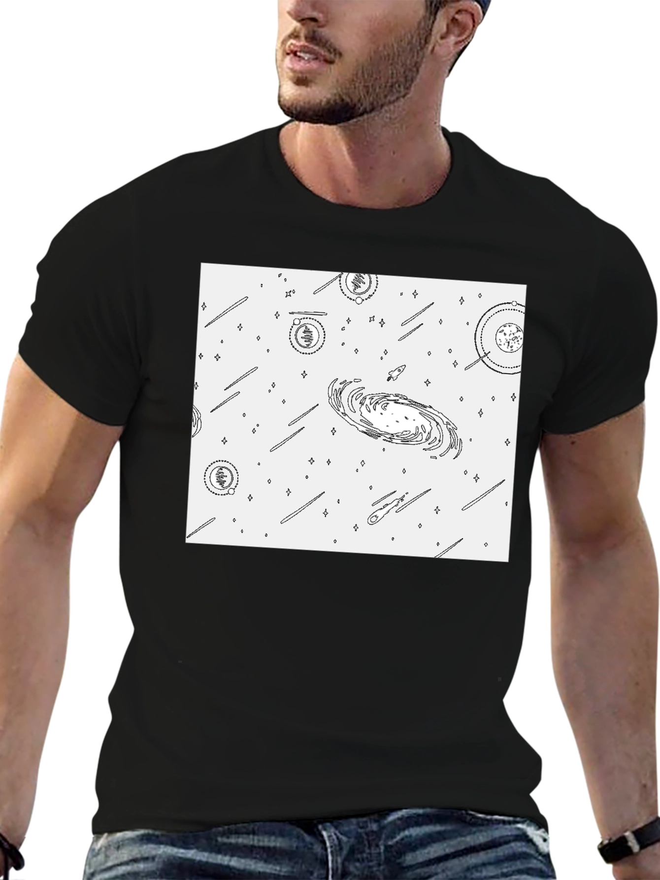 Galaxy Print Black T-Shirt