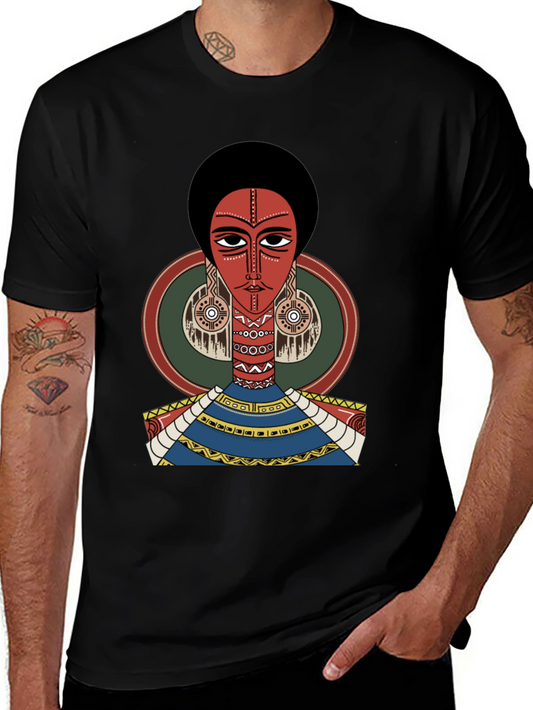 Artistic Afro Woman Graphic Tee - Unique Style