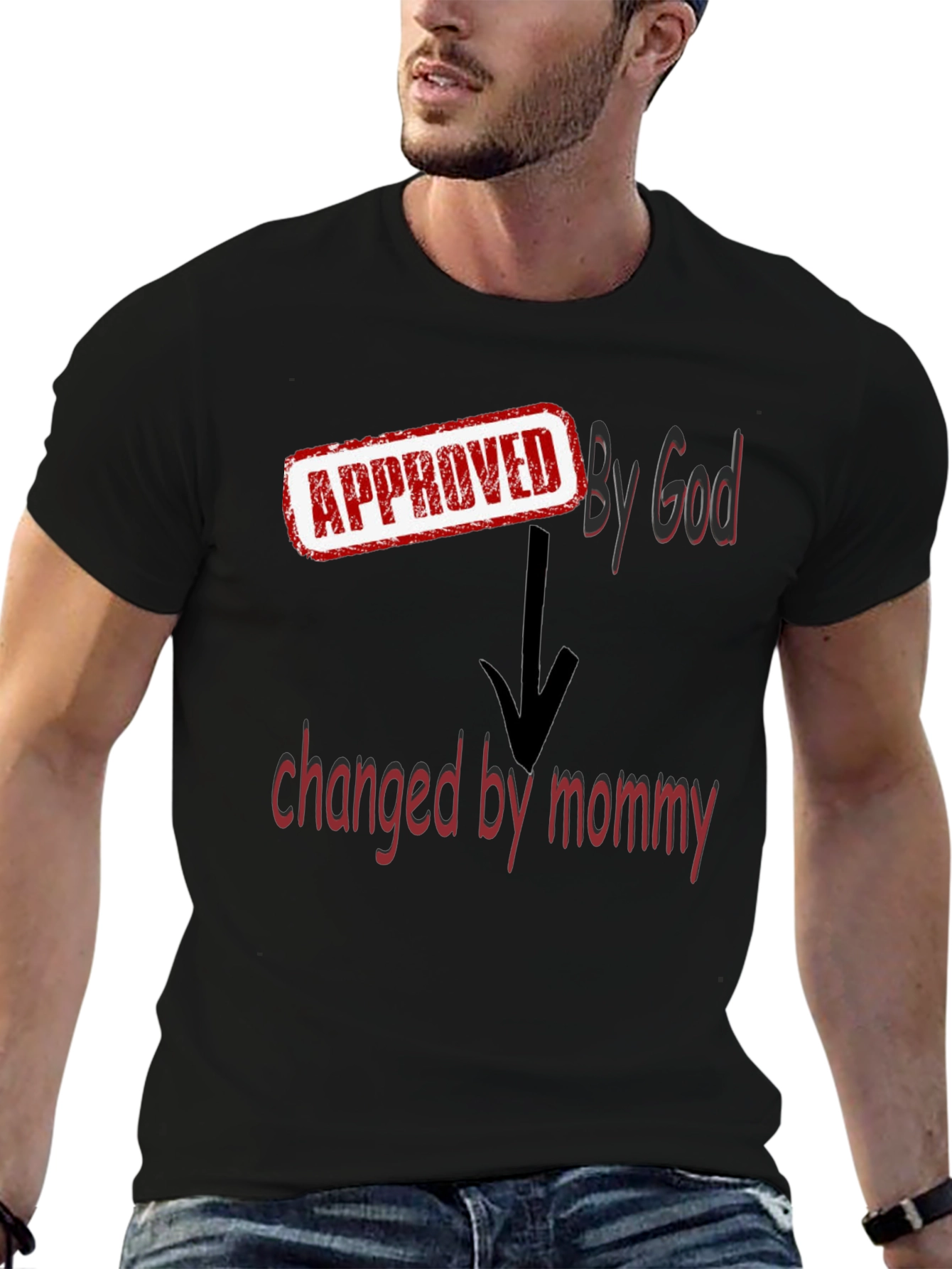 Approved By God Changed By Mommy - Black T-Shirt