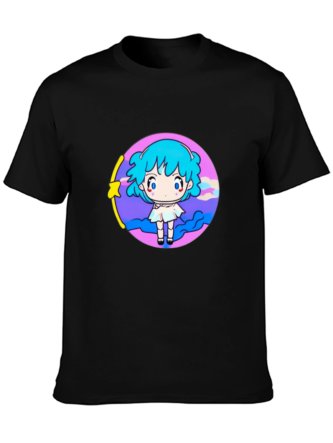 Anime Girl Graphic Tee - Black T-Shirt