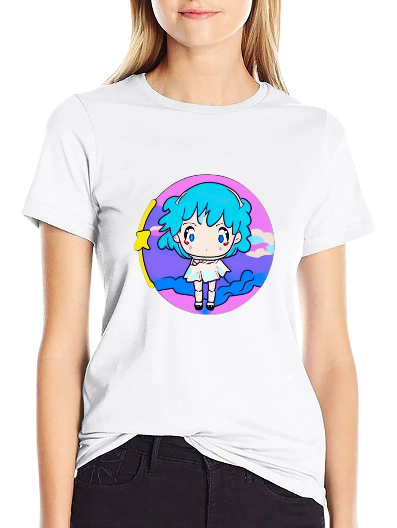 Anime Girl Graphic Tee - Black T-Shirt