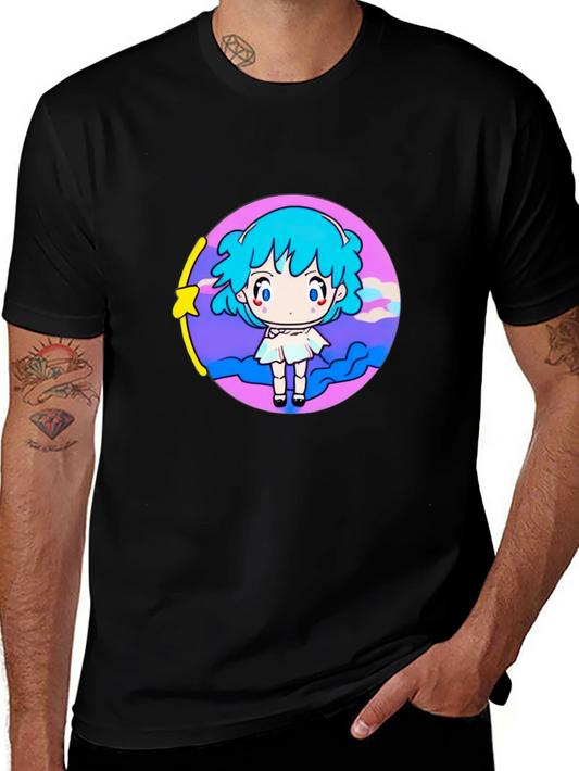 Anime Girl Graphic Tee - Black T-Shirt