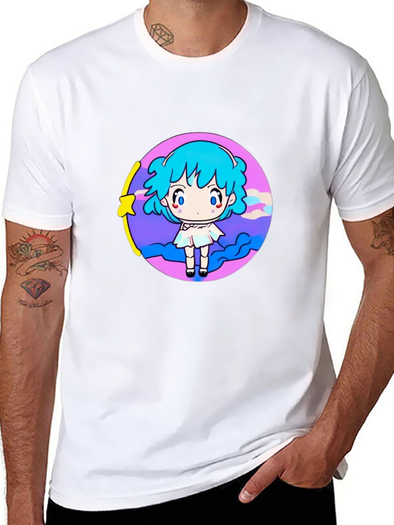 Anime Girl Graphic Tee - Black T-Shirt